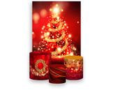 Painel De Festa Vertical 1,50 x 2,20 + Trio De Capas Cilindro - Natal Árvore Vermelha Efeito Glitter 045