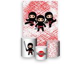 Painel De Festa Vertical 1,50 x 2,20 + Trio De Capas Cilindro - Ninja Cute 004 Painel De Festa Vertical 1,50 x 2,20 + Trio De Capas Cilindro - Ninja Cute 004