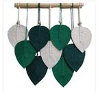 Painel de Folhas Verdes em Macramé - Enfeite de Parede