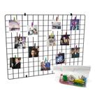Painel de Fotos Memory Board 60x80cm Preto Aramado com Mini Prendedores e Clips Adesivos