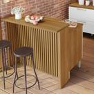 Painel de Ilha Ripado Bancada para Cozinha Nesher 120 cm MDF Freijó Painel de Ilha Ripado Bancada para Cozinha Nesher 120 cm MDF Freijó