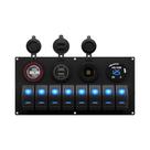 Painel De Interruptores Gangue De 8 Teclas 12V À Prova d'Água Com LED Azul Para Barcos E Automóveis