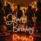 Painel de Led Neon Happy Birthday decoração festa Art Prime Poá Baixo consumo de energia 67x44