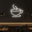 Painel de Led Neon xícara café chá decoração luminária econômico padaria 29x28