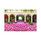 Painel de Lona Arcos com tapete de flores e borboletas Painel de Lona Arcos com tapete de flores e borboletas