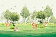 Painel de Lona Bosque Animais