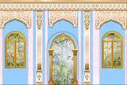 Painel de lona Castelo de Princesa Portal Dourado Jardim