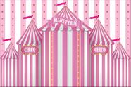 Painel de lona Circo Rosa Portal Bilheteria de ingressos