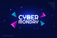 Painel de Lona Cyber Monday Triângulos e Luzes Azuis
