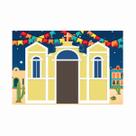 Painel de Lona Festa Junina Cenário Cidade Igreja 100x070cm