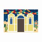 Painel de Lona Festa Junina Cenário Cidade Igreja 100x070cm