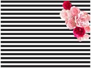 Painel de Lona Flor Listrado Horizontal Preto e Branco - 100x070cm