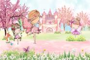 Painel de Lona Jardim e Castelo das Fadas Rosa