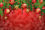 Painel De Lona Natal Bolas e Estrelas Natalinas Fundo Vermelho - 300x200cm Painel De Lona Natal Bolas e Estrelas Natalinas Fundo Vermelho - 300x200cm