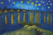 Painel de Lona Noite Estrelada Sobre o Ródano Pintura Van Gogh 300x200cm Painel de Lona Noite Estrelada Sobre o Ródano Pintura Van Gogh 300x200cm
