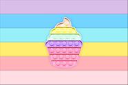Painel de Lona Pop It Fidget Toy Cupcake Arco Íris