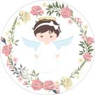 Painel de Lona Redondo Anjinha Batizado Comunhão Menina Flores