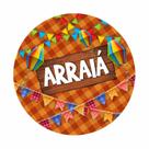 Painel de Lona Redondo Arraiá Festa Junina Xadrez Bandeirinhas
