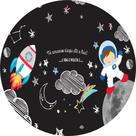 Painel de Lona Redondo Astronauta Foguete Espaço Cute