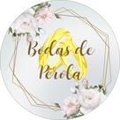 Painel de Lona Redondo Bodas de Pérola Flores e Alianças