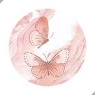 Painel de Lona Redondo Borboletas Rosa Aquarela Glitter Brilho