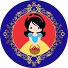 Painel De Lona Redondo Branca De Neve Cute Maça Painel De Lona Redondo Branca De Neve Cute Maça
