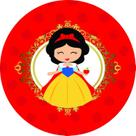 Painel de Lona Redondo Branca de Neve Cute Maçã Poá Vermelho Painel de Lona Redondo Branca de Neve Cute Maçã Poá Vermelho