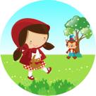 Painel de Lona Redondo Chapeuzinho Vermelho e o Lobo Passeio No Bosque