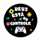 Painel de Lona Redondo Deus Está no Controle Controle de Vídeo Game