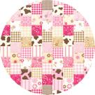 Painel de Lona Redondo Fazendinha Rosa Imita Patchwork