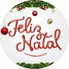 Painel de Lona Redondo Feliz natal e um Próspero Ano Novo Pisca-Pisca e Bolinhas