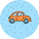 Painel de Lona Redondo Fusca Brinquedo Laranja
