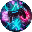 Painel de Lona Redondo Game Neon Play