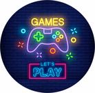 Painel de Lona Redondo Games Luzes de Neon
