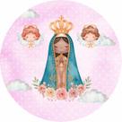Painel de Lona Redondo N S Aparecida Aquarela Anjinhos