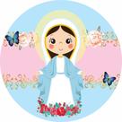 Painel De Lona Redondo Nossa Senhora das Graças Flores e Borboletas