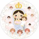 Painel de Lona Redondo Nossa Senhora Menino Jesus e Anjinhos