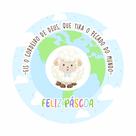 Painel de Lona Redondo O Cordeiro de Deus Mundo Cute Páscoa Feliz