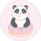 Painel de Lona Redondo Panda No Donuts Painel de Lona Redondo Panda No Donuts