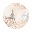 Painel de Lona Redondo Paris Flores Torre Eiffel Painel de Lona Redondo Paris Flores Torre Eiffel
