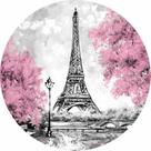 Painel de Lona Redondo Paris Torre Eiffel Pintura Painel de Lona Redondo Paris Torre Eiffel Pintura
