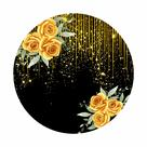Painel de Lona Redondo Rosas Amarelas Glitter Dourado Brilho Ouro 1x1m