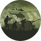 Painel de Lona Redondo Soldados Exercito em Combate Camuflada