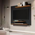 Painel De Parede Para TV 42” Com 3 Prateleiras Para Sala Ou Quarto - JM3 Móveis Cor:Preto/Nature