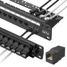 Painel de patch Jadaol Cat6 de 24 portas 19" 1U para montagem em rack de 10 Gbps