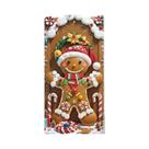Painel De Porta De Natal Com Boneco De Gengibre Fofo, Chapéu De Papai Noel E Bengala Doce Para