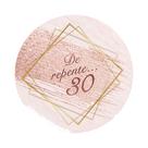 Painel De Tecido Redondo De Repente 30 Formas Douradas e Glitter Rosa 170cm - Veste Mais