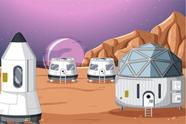 Painel de Tecido Sublimado Astronauta Espaço Base na Lua