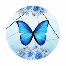 Painel de Tecido Sublimado Borboleta Azul Flores e Formas 150x150