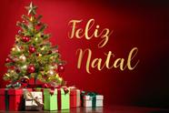 Painel de Tecido Sublimado Feliz Natal Árvore e Presentes